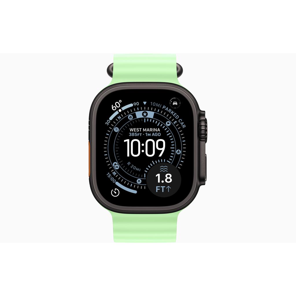 Voir photo 2 de Apple Watch Ultra 3 (2025) GPS + Cellular 49 mm - Titane Noir - Bracelet Océan Vert | Dero Apple Watch Ultra 3 (2025) GPS + Cellular 49 mm - Titane Noir - Bracelet Océan Vert Reconditionné Apple reconditionné photo 2 | Dero