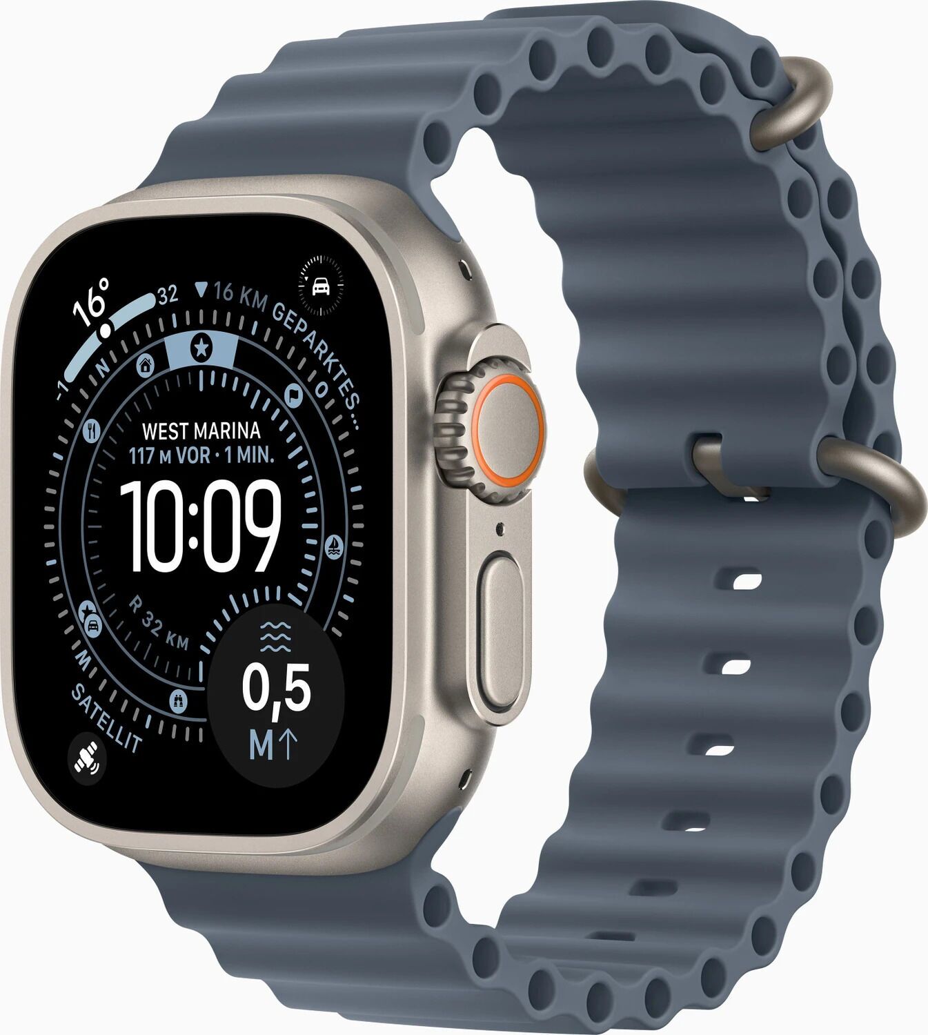 Apple Watch Ultra 3 (2025) GPS + Cellular Titane Naturel Bracelet Océan Bleu Marine Bon état Apple reconditionné disponible sur Refurbed | Dero
