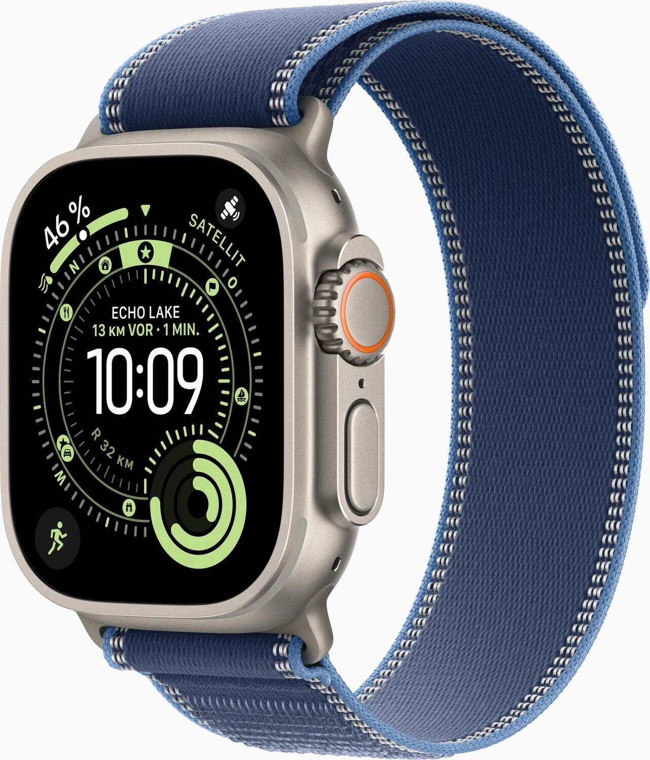 Apple Watch Ultra 3 (2025) GPS + Cellular Titane naturel Trail Loop M/L bleu/bleu clair Parfait état Apple reconditionné disponible sur Refurbed | Dero