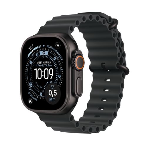 Apple Watch Ultra 3 GPS + Cellular 49mm Boitier en Titane Noir avec Bracelet Océan noir État correct Apple reconditionné disponible sur Fnac
