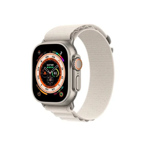 Apple Watch Ultra - Boîtier 49 mm Titane avec Bracelet Nylon Crème de taille M Bon état reconditionné disponible sur Rakuten