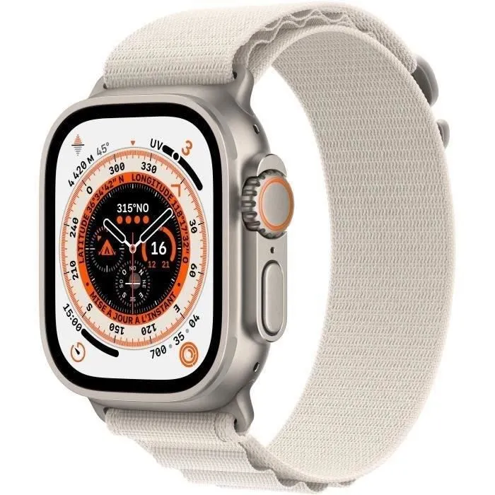 Apple Watch Ultra GPS + Cellular - 49mm - Titanium - Bracelet Starlight Alpine Loop - Medium (2022) - Reconditionné - Etat correct Reconditionné - 358,99 € Apple Watch Ultra GPS + Cellular - 49mm - Titanium - Bracelet Starlight Alpine Loop - Medium (2022) - Reconditionné - Etat correct Reconditionné Apple reconditionné disponible sur Cdiscount Seconde Vie