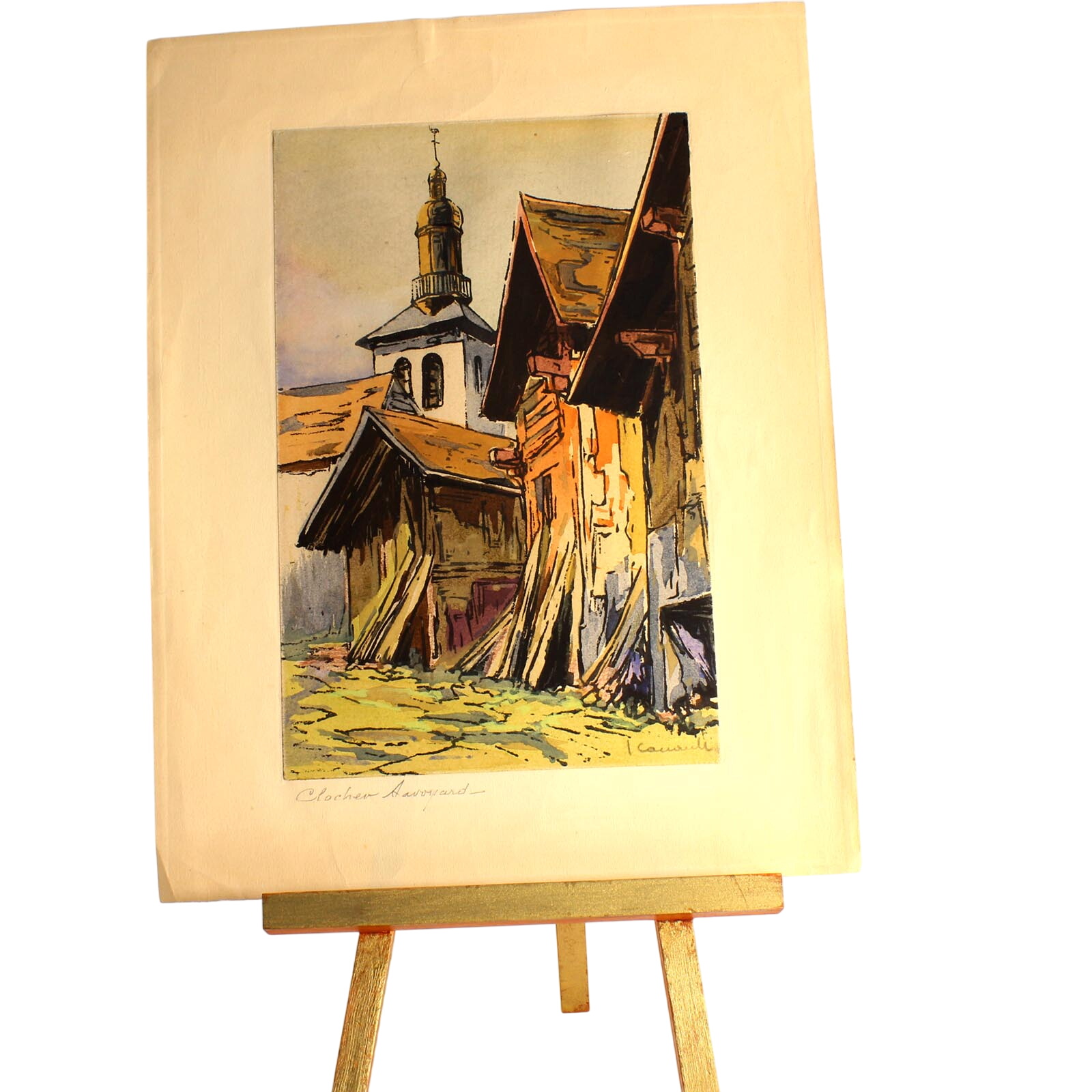 Aquarelle de clocher savoyard Très bon état - 25,00 € Aquarelle de clocher savoyard Très bon état reconditionné disponible sur Label Emmaüs