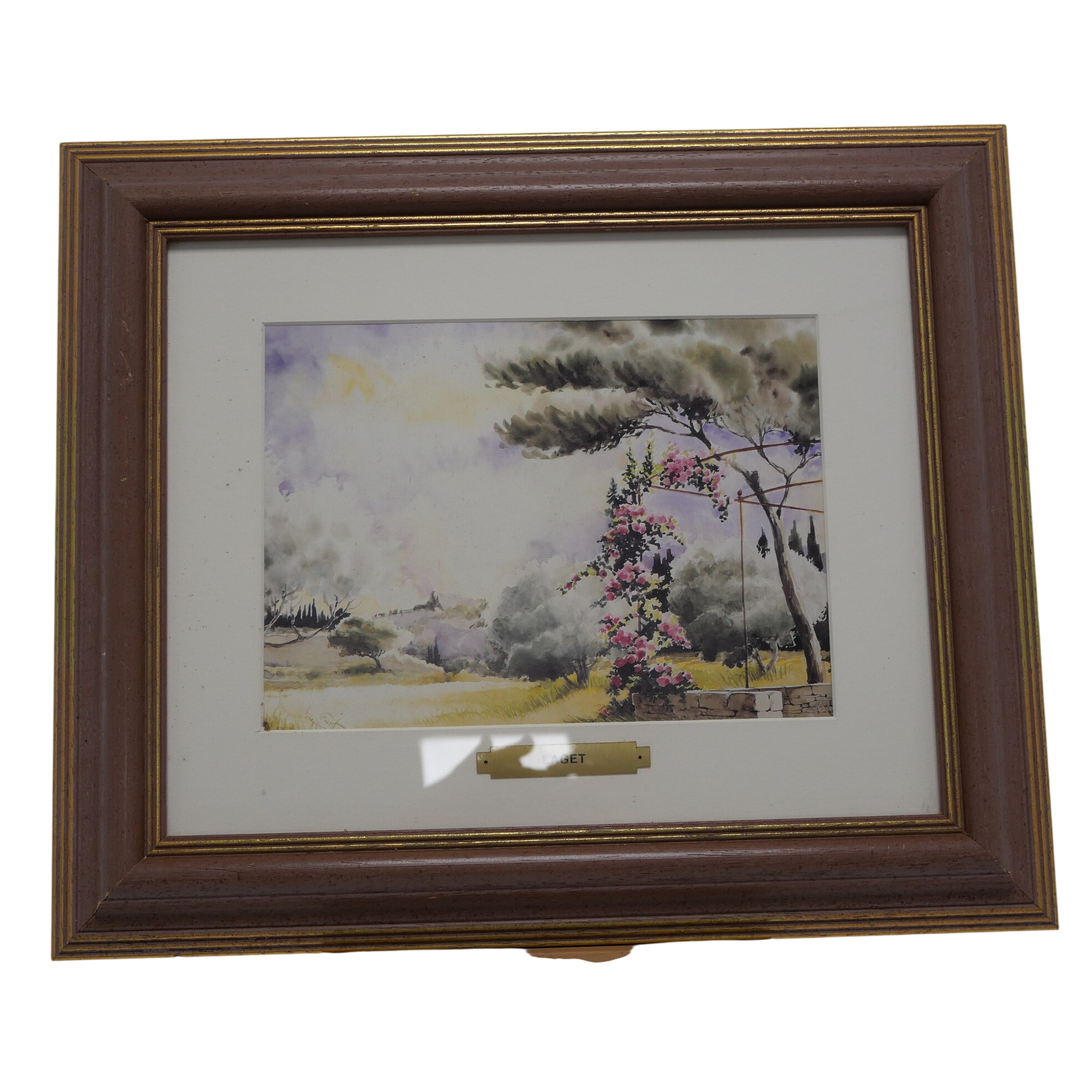 Aquarelle encadrée - Paysage méditerranéen (plaque "Laget") Bon état - 29,00 € Aquarelle encadrée - Paysage méditerranéen (plaque "Laget") Bon état reconditionné disponible sur Label Emmaüs