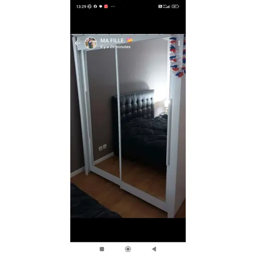 Armoire blanche porte miroir 2m de haut Bon état reconditionné disponible sur Rakuten