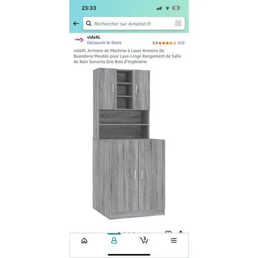 Armoire de Machine à Laver Meuble pour Lave-Linge Rangement de Salle de Bain Sonoma Gris Bois Bon état reconditionné disponible sur Rakuten