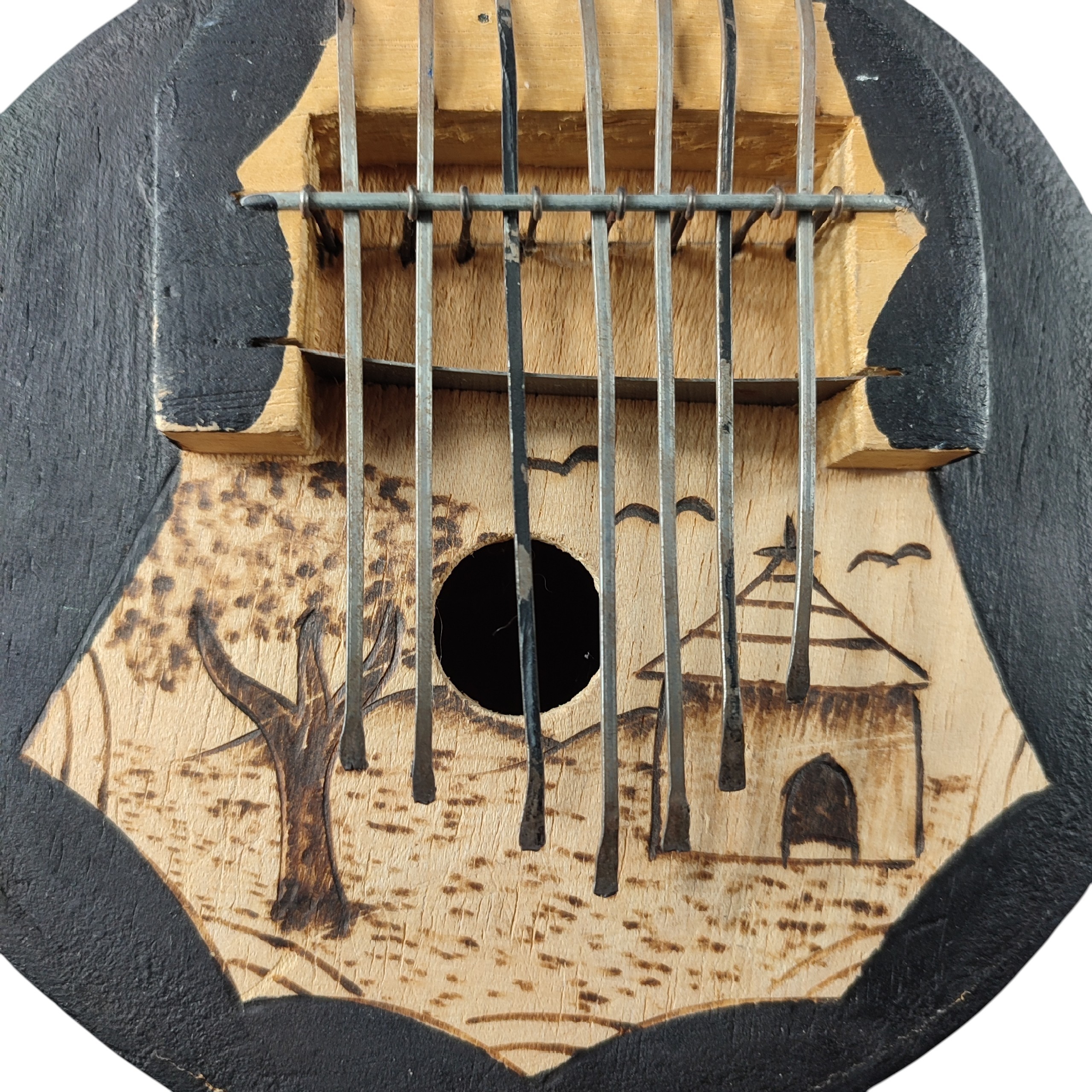 Voir photo 3 de Artisanat africain - Kalimba, instrument de musique traditionnelle. Artisanat africain - Kalimba, instrument de musique traditionnelle. État correct reconditionné photo 3