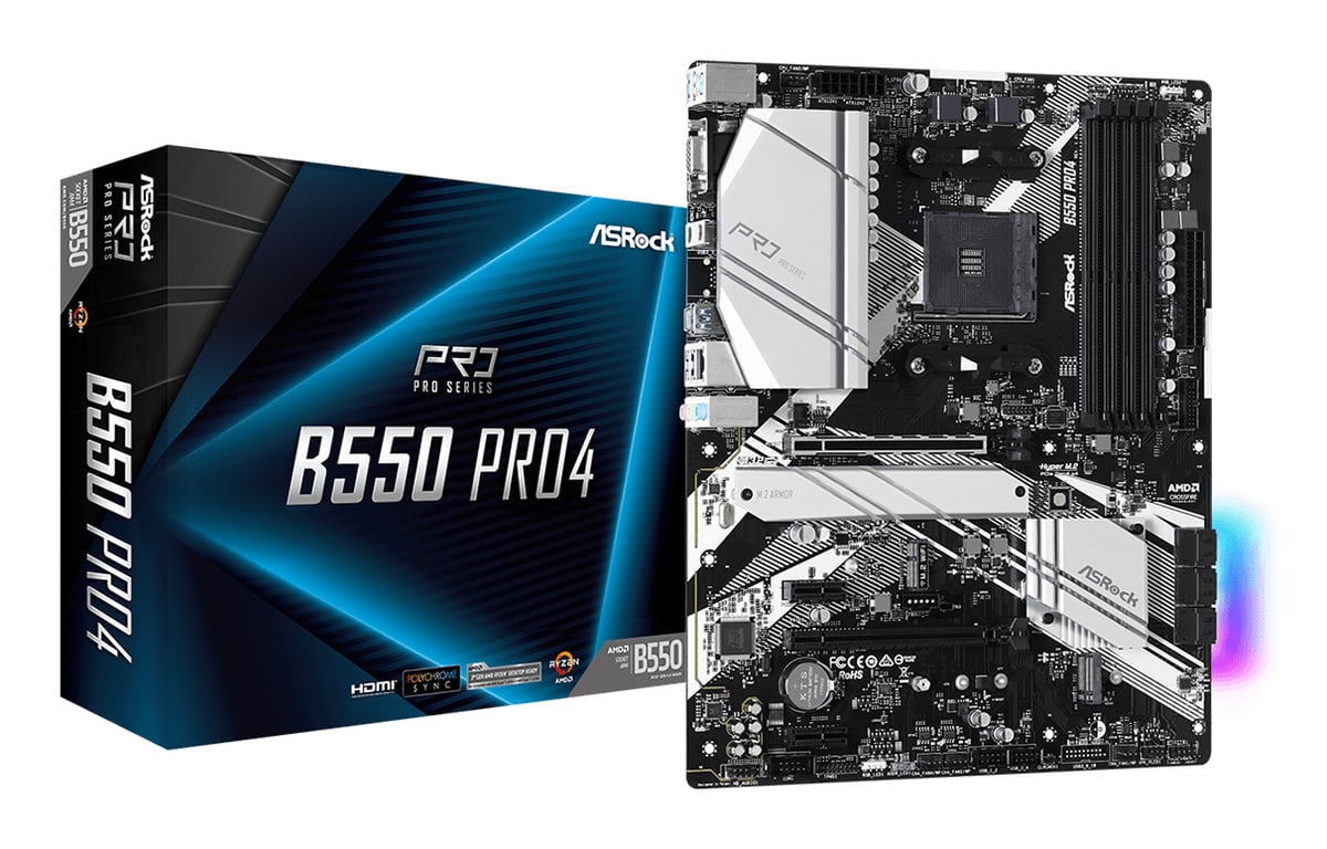 Asrock B550 Pro4 AMD B550 Emplacement AM4 ATX - Excellent état Parfait état ASRock reconditionné disponible sur Pixmania