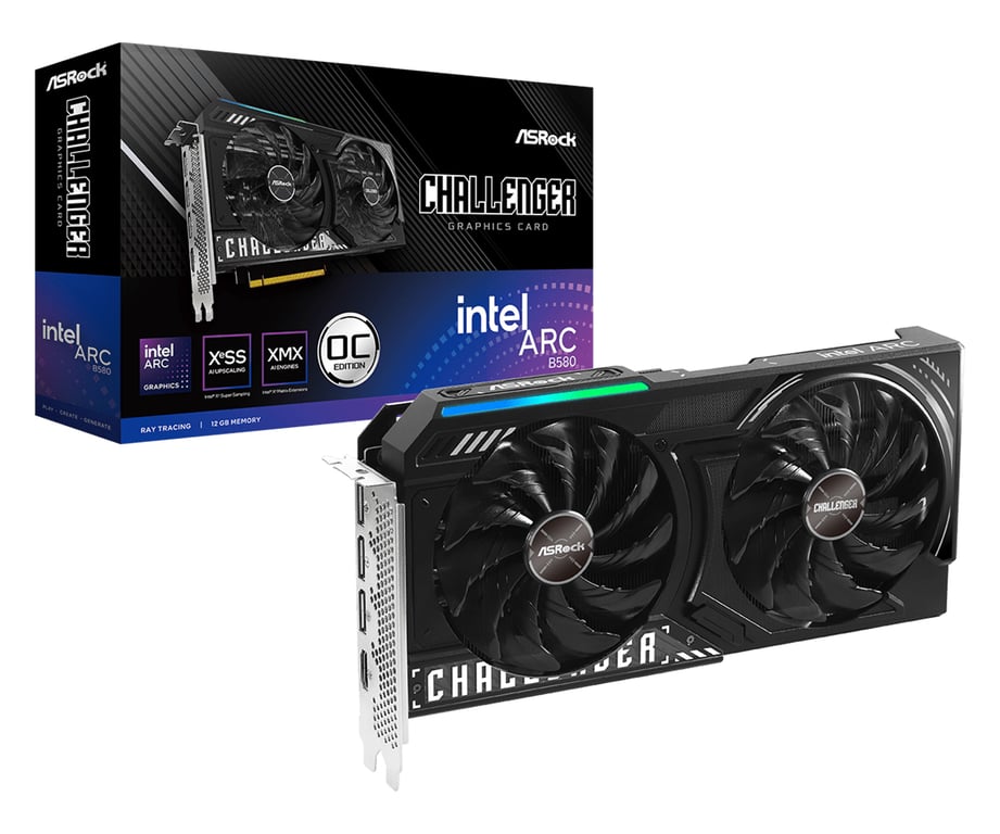 Asrock Intel Arc B580 Challenger 12GB OC 12 Go GDDR6 - Excellent état Parfait état ASRock reconditionné disponible sur Pixmania