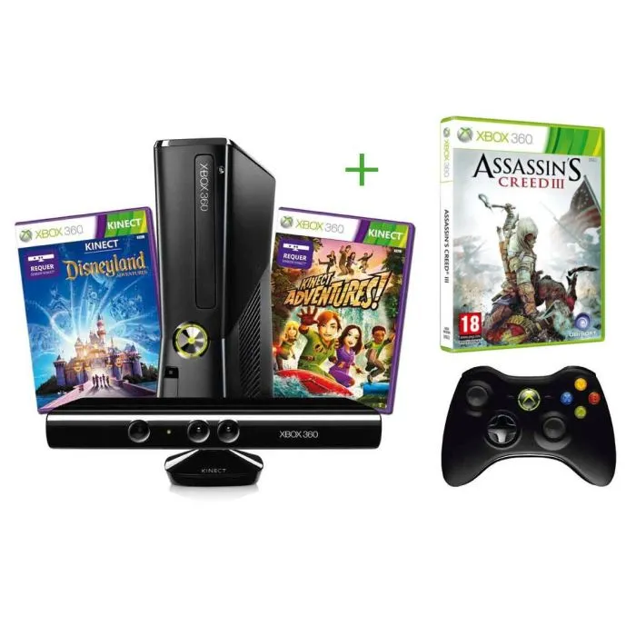 Acheter ASSASSINS CREED 3 + XBOX 360 4GO + KINECT+ADVENTU Reconditionné - 150,00 € | Dero ASSASSINS CREED 3 + XBOX 360 4GO + KINECT+ADVENTU Reconditionné Microsoft reconditionné disponible sur Cdiscount Seconde Vie | Dero