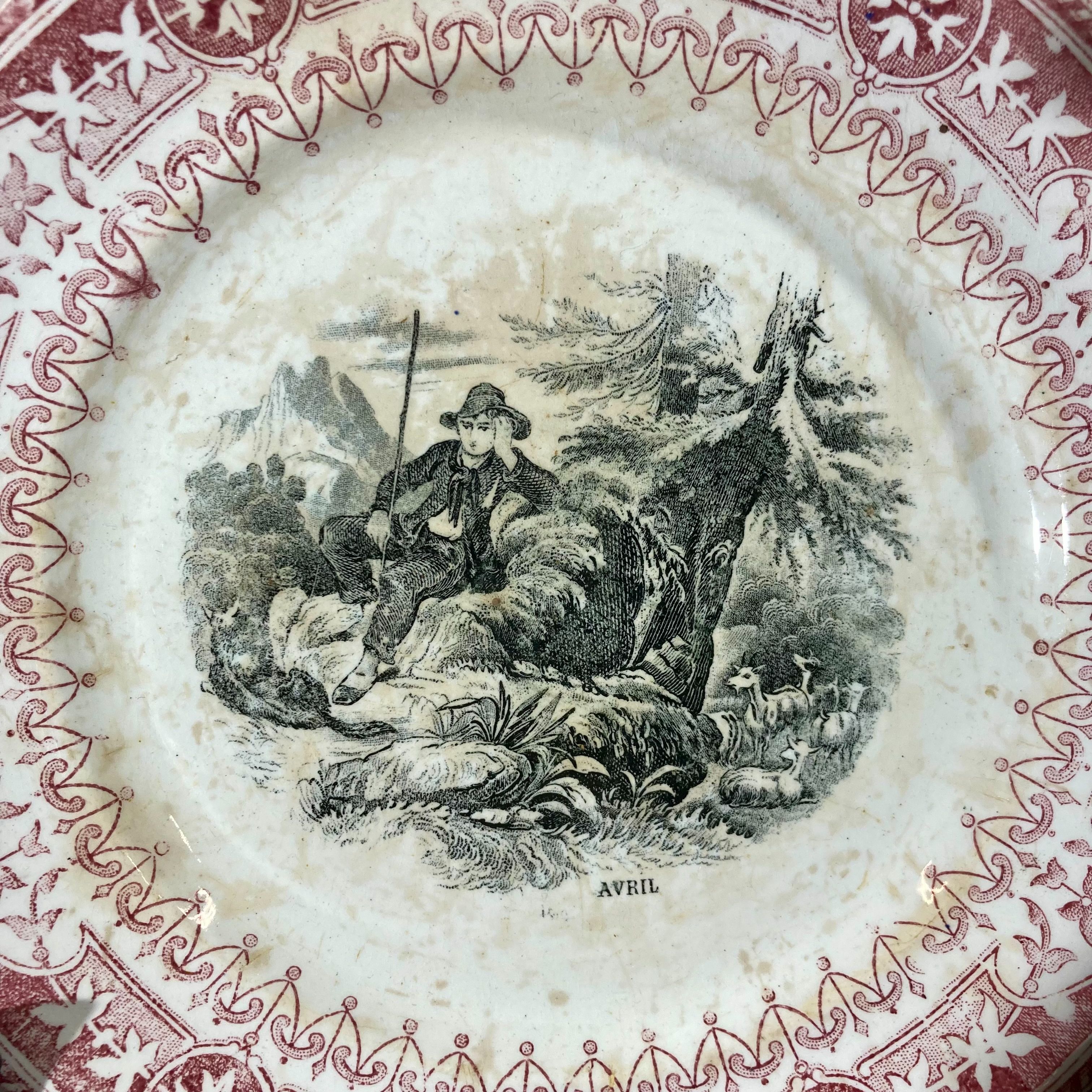 Voir photo 2 de Assiette ancienne Digoin & Sarreguemines – Série "Les Mois" – AVRIL Assiette ancienne Digoin & Sarreguemines – Série "Les Mois" – AVRIL Bon état reconditionné photo 2