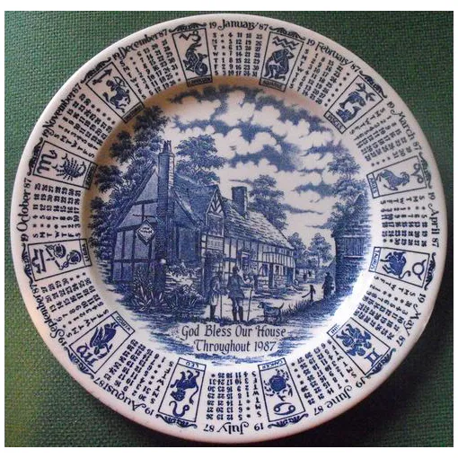 Assiette Anglaise Faïence Calendrier 1987 occasion reconditionné disponible sur Rakuten