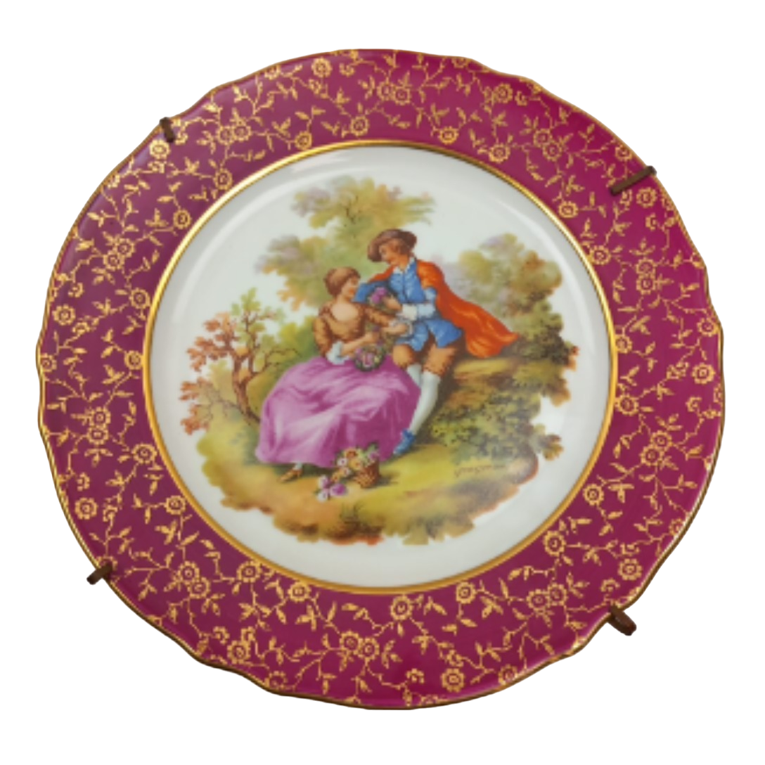 Acheter Assiette décorative en porcelaine bavaroise Winter Ling, scène galante signée Fragonard Bon état - 10,00 € Assiette décorative en porcelaine bavaroise Winter Ling, scène galante signée Fragonard Bon état reconditionné disponible sur Label Emmaüs