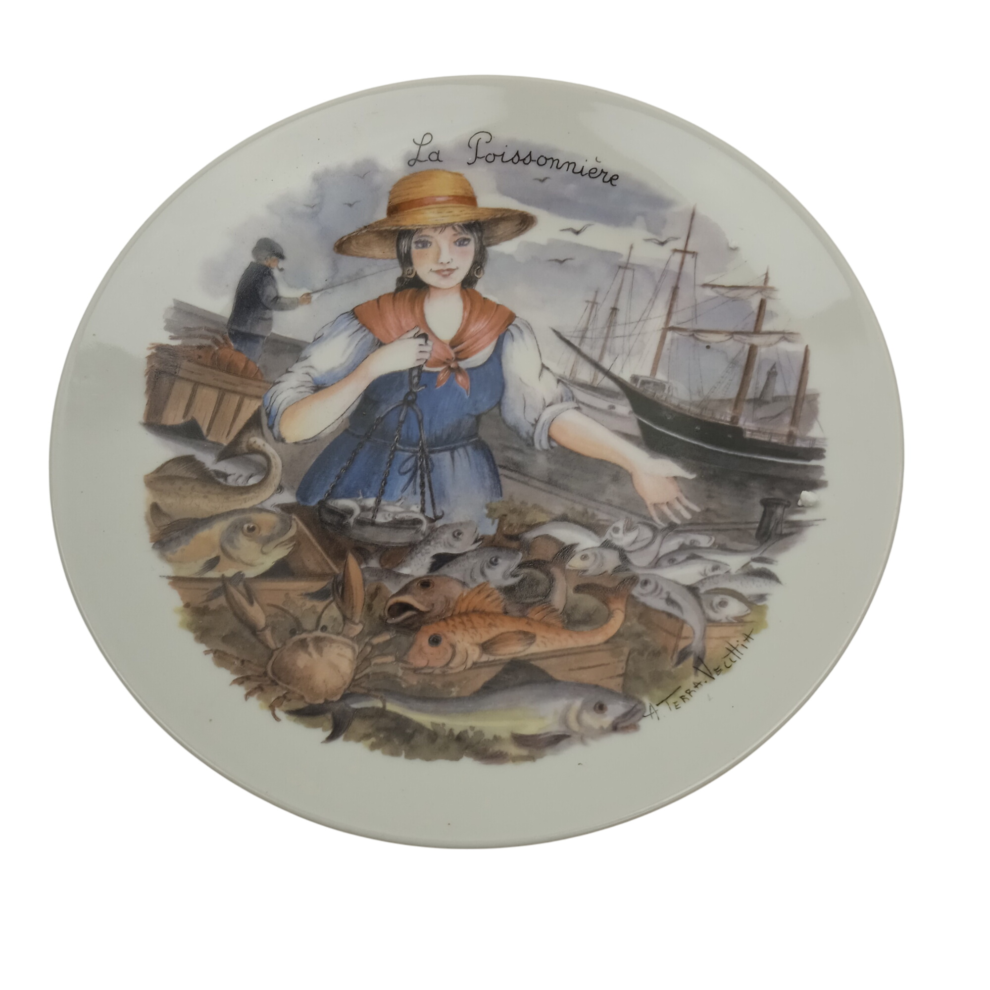 Acheter Assiette décorative "La poissonnière" porcelaine de Sologne Très bon état - 10,00 € Assiette décorative "La poissonnière" porcelaine de Sologne Très bon état reconditionné disponible sur Label Emmaüs