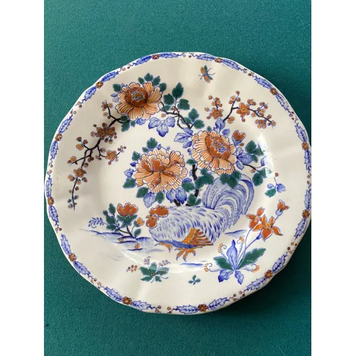 Assiette Faïence Gien Modèle Coq Et Pivoine Rare Bleu occasion reconditionné disponible sur Rakuten