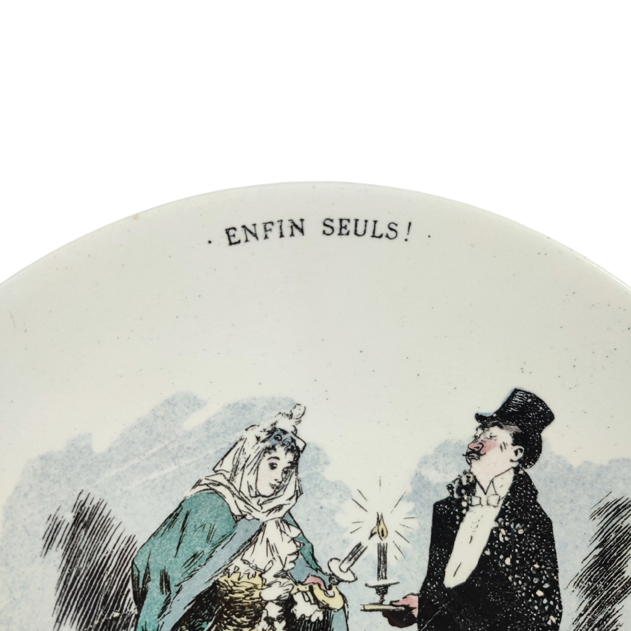 Voir photo 3 de Assiette parlante Sarreguemines "Enfin Seuls !" Assiette parlante Sarreguemines "Enfin Seuls !" reconditionné photo 3