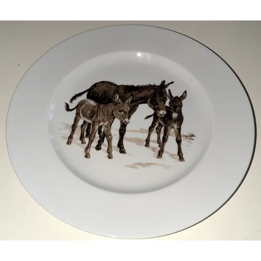 Assiette Plate "Ânes" - Porcelaine Limoges occasion reconditionné disponible sur Rakuten
