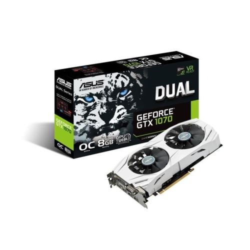 ASUS DUAL-GTX1070-O8G - OC Edition - carte graphique - GF GTX 1070 - 8 Go GDDR5 - PCIe 3.0 x16 - DVI, 2 x HDMI, 2 x DisplayPort État correct Asus reconditionné disponible sur Fnac