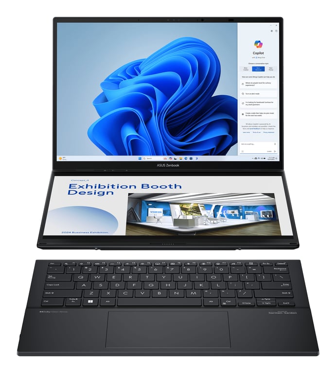 ASUS Zenbook Duo UX8406MA-DRQL411W Intel Core Ultra 7 155H Hybride (2-en-1) 35,6 cm (14 ) Écran tactile WUXGA 16 Go LPDDR5x-SDRAM 1 To SSD Wi-Fi 6E (802.11ax) Windows 11 Home Gris - Excellent état Parfait état Asus reconditionné disponible sur Pixmania