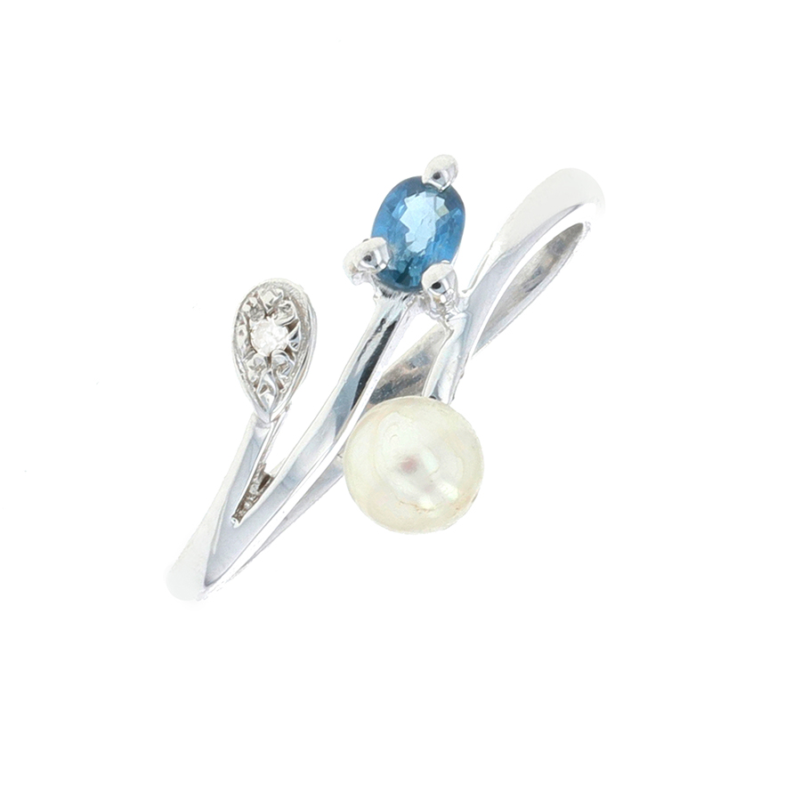 Bague diamant, perle Parfait état - 480,00 € Bague diamant, perle Parfait état reconditionné disponible sur Gemme Les Bijoux