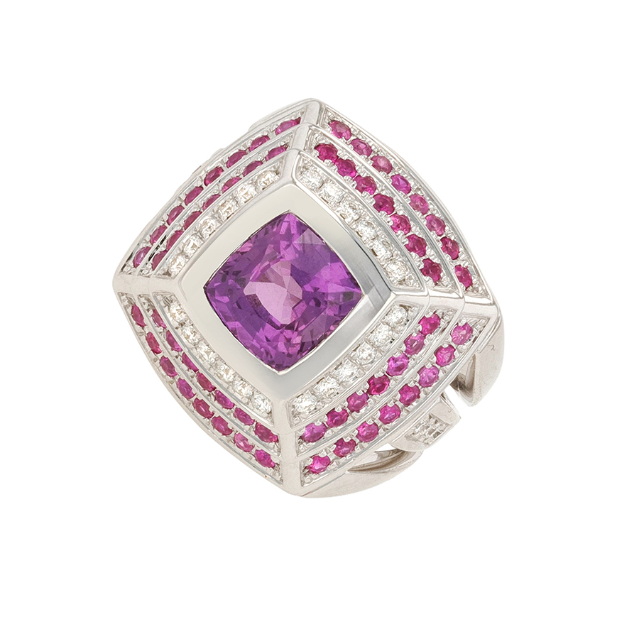 Bague saphirs roses Parfait état - 4200,00 € Bague saphirs roses Parfait état reconditionné disponible sur Gemme Les Bijoux