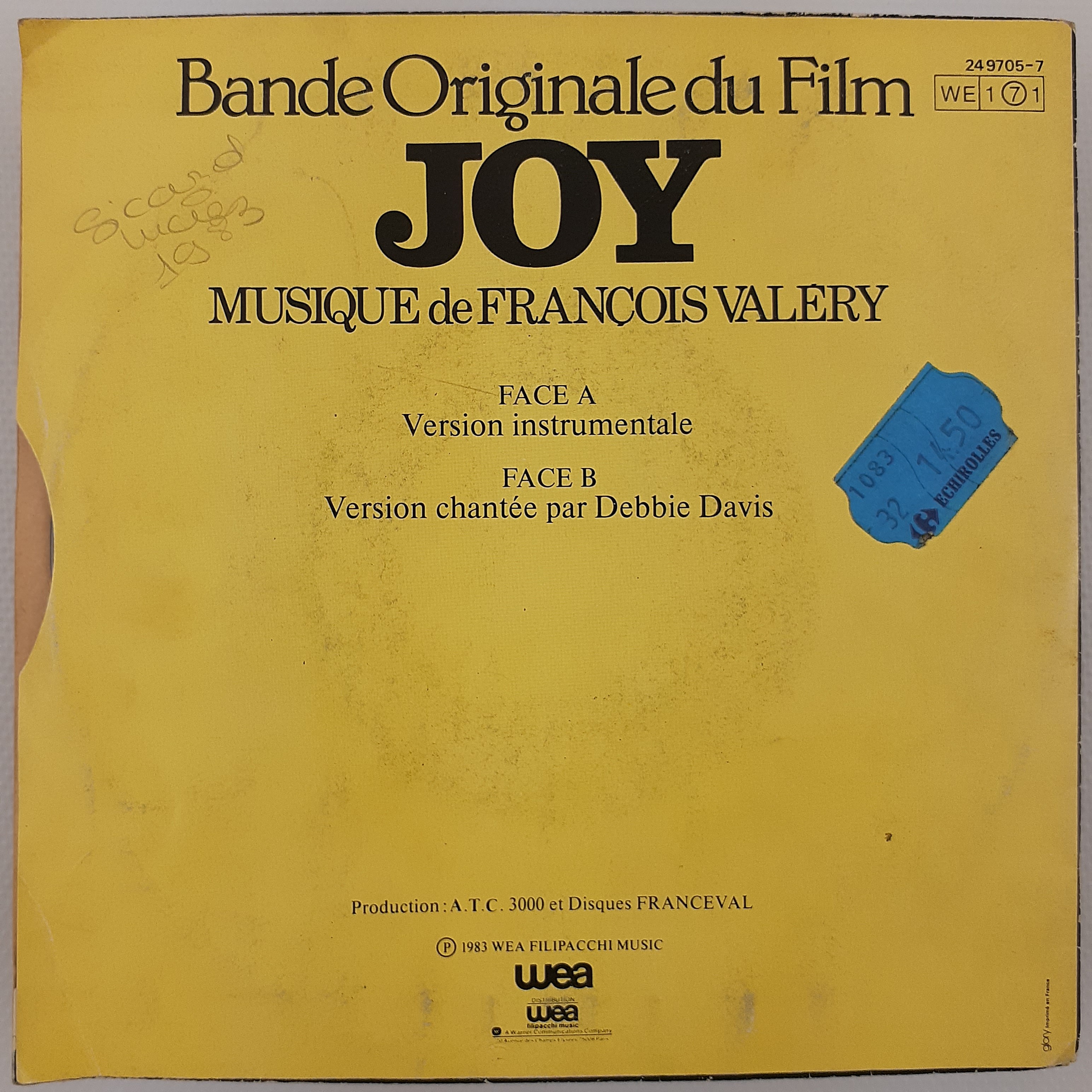 Voir photo 4 de Bande Originale Du Film 'Joy' 1983 Bande Originale Du Film 'Joy' 1983 reconditionné photo 4