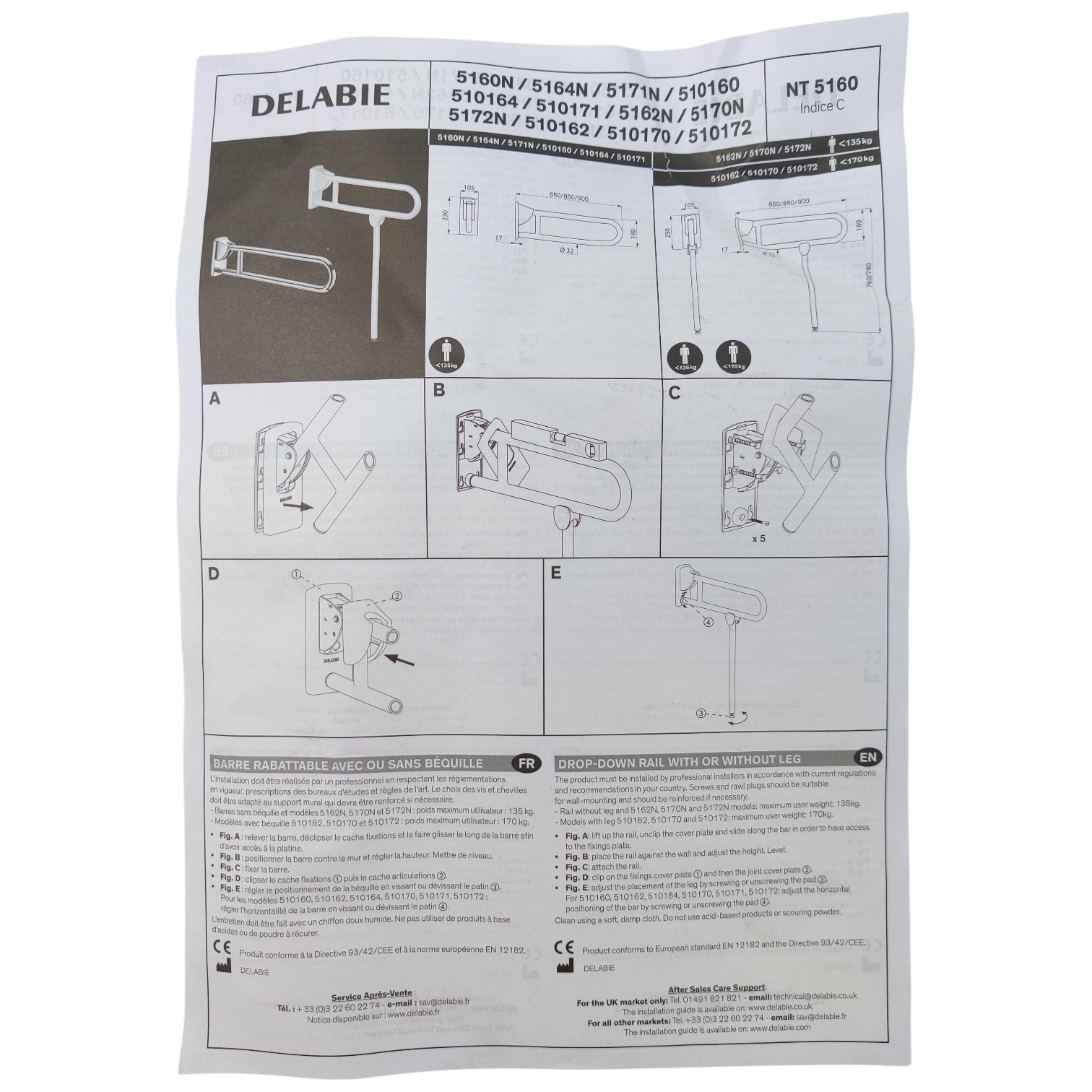 Voir photo 4 de Barre de maintien PMR rabattable Nylon blanc DELABIE, L. 650 mm Barre de maintien PMR rabattable Nylon blanc DELABIE, L. 650 mm Parfait état reconditionné photo 4