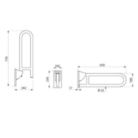 Voir photo 6 de Barre de maintien PMR rabattable Nylon blanc DELABIE, L. 650 mm Barre de maintien PMR rabattable Nylon blanc DELABIE, L. 650 mm Parfait état reconditionné photo 6