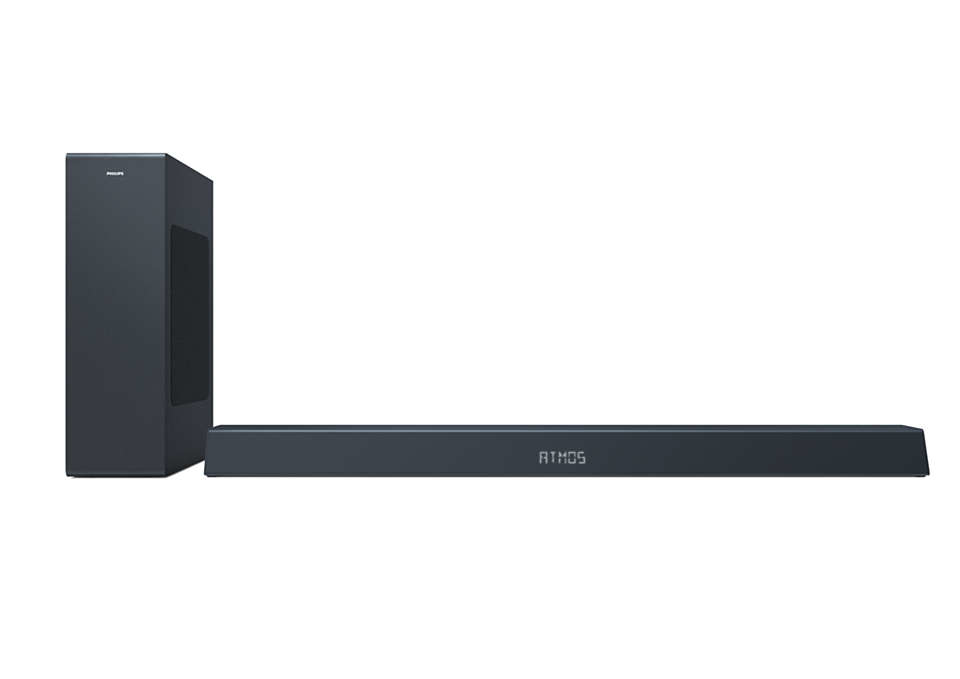 Barre de son Bluetooth 2.1 caisson de basses sans fil TAB8405 - 240W - Dolby Atmos - Compatible DTS PLAY FI - Noir - Très bon état Très bon état Philips reconditionné disponible sur Pixmania