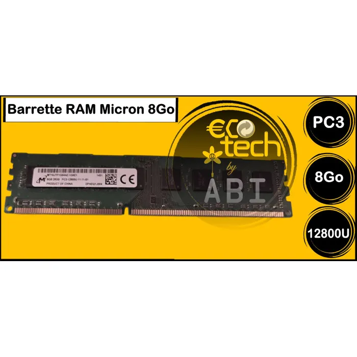 Acheter BARRETTE 8Go PC3-12800U MICRON MT16JTF1G64AZ-1G6E1 DIMM 8 GB DDR-3 Reconditionné - 24,90 € BARRETTE 8Go PC3-12800U MICRON MT16JTF1G64AZ-1G6E1 DIMM 8 GB DDR-3 Reconditionné Micron reconditionné disponible sur Cdiscount Seconde Vie