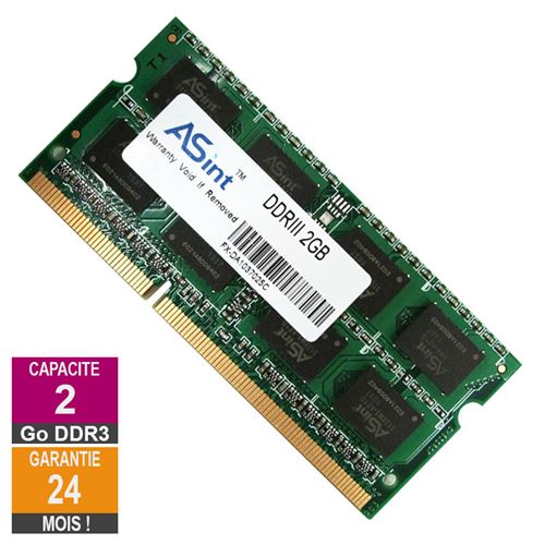 Barrette Mémoire 2Go RAM DDR3 ASint SSZ3128M8-EDJEF SO-DIMM PC3-10600 1333MHz 2Rx8 État correct - 14,69 € Barrette Mémoire 2Go RAM DDR3 ASint SSZ3128M8-EDJEF SO-DIMM PC3-10600 1333MHz 2Rx8 État correct N/A reconditionné disponible sur Fnac