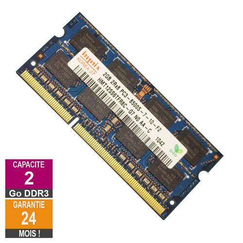 Barrette Mémoire 2Go RAM DDR3 Hynix HMT125S6TFR8C-G7 SO-DIMM PC3-8500 1066MHz 2Rx8 État correct reconditionné disponible sur Fnac