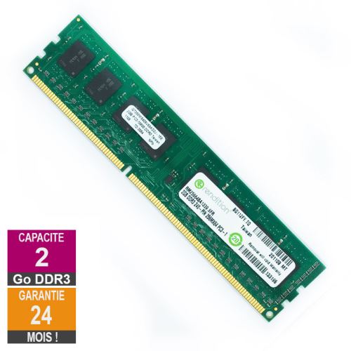Barrette Mémoire 2Go RAM DDR3 Rendition RM25664BA1339.8FR DIMM PC3-10600U État correct reconditionné disponible sur Fnac