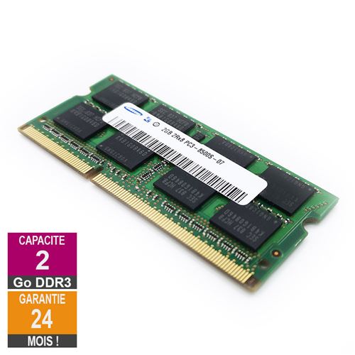 Barrette Mémoire 2Go RAM DDR3 Samsung M471B5673FH0-CF8 SO-DIMM PC3-8500 1066MHz 2Rx8 État correct Samsung reconditionné disponible sur Fnac