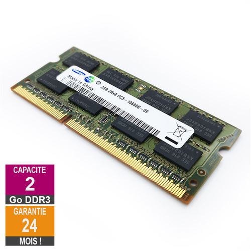 Barrette Mémoire 2Go RAM DDR3 Samsung M471B5673FH0-CH9 SO-DIMM PC3-10600 1333MHz 2Rx8 État correct Samsung reconditionné disponible sur Fnac