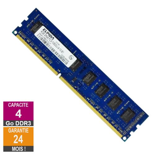 Barrette Mémoire 4Go RAM DDR3 Elpida EBJ41UF8BCF0-DJ-F DIMM PC3-10600U État correct - 21,09 € Barrette Mémoire 4Go RAM DDR3 Elpida EBJ41UF8BCF0-DJ-F DIMM PC3-10600U État correct N/A reconditionné disponible sur Fnac