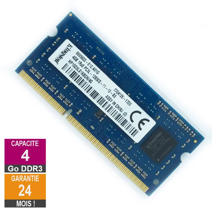Acheter Barrette Mémoire 4Go RAM DDR3 Kingston HP16D3LS1KBGH/4G SO-DIMM PC3L-12800S 1Rx8 Reconditionné - 21,09 € | Dero Barrette Mémoire 4Go RAM DDR3 Kingston HP16D3LS1KBGH/4G SO-DIMM PC3L-12800S 1Rx8 Reconditionné Kingston reconditionné disponible sur Cdiscount Seconde Vie | Dero