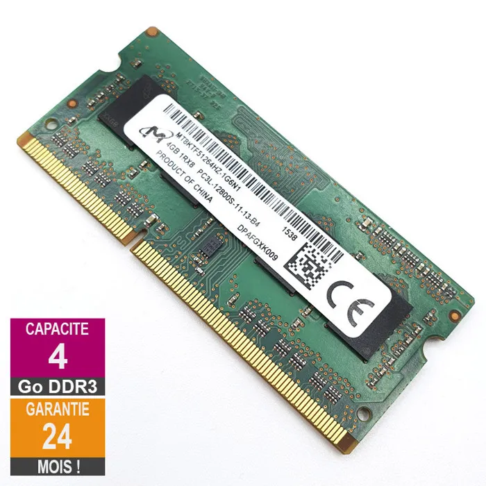 Acheter Barrette Mémoire 4Go RAM DDR3 Micron MT8KTF51264HZ-1G6N1 SO-DIMM PC3L-12800S 1Rx8 Reconditionné - 19,62 € Barrette Mémoire 4Go RAM DDR3 Micron MT8KTF51264HZ-1G6N1 SO-DIMM PC3L-12800S 1Rx8 Reconditionné Micron reconditionné disponible sur Cdiscount Seconde Vie