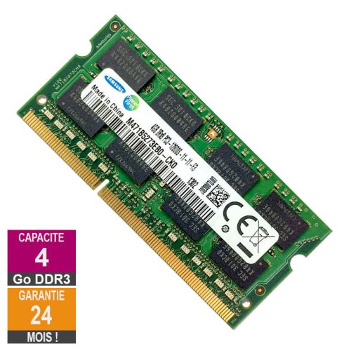 Barrette Mémoire 4Go RAM DDR3 Samsung M471B5273EB0-CK0 SO-DIMM PC3-12800 1600MHz 2Rx8 État correct Samsung reconditionné disponible sur Fnac