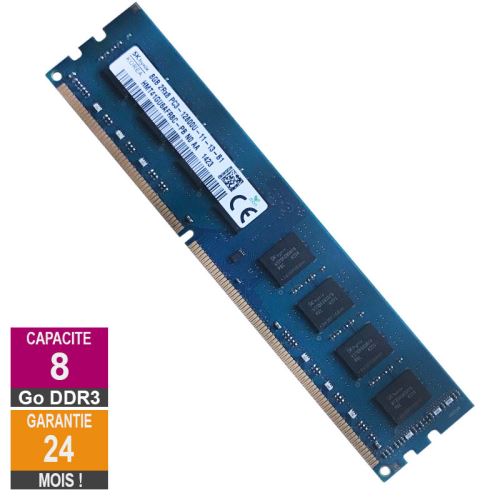 Barrette Mémoire 8Go RAM DDR3 Hynix HMT41GU6AFR8C-PB DIMM PC3-12800U État correct SK Hynix reconditionné disponible sur Fnac