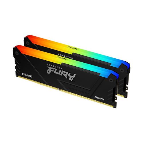 Barrette mémoire RAM Kingston FURY Beast RGB 32 Go (Kit de 2 x 16 Go) DDR4 3600 MHz CL18 État correct Kingston reconditionné disponible sur Fnac