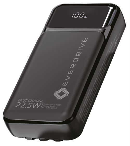 Batterie externe Everdrive Power Bank 20000 mAH Noir pour iPhone séries 15 + câbles intégrés État correct N/A reconditionné disponible sur Fnac
