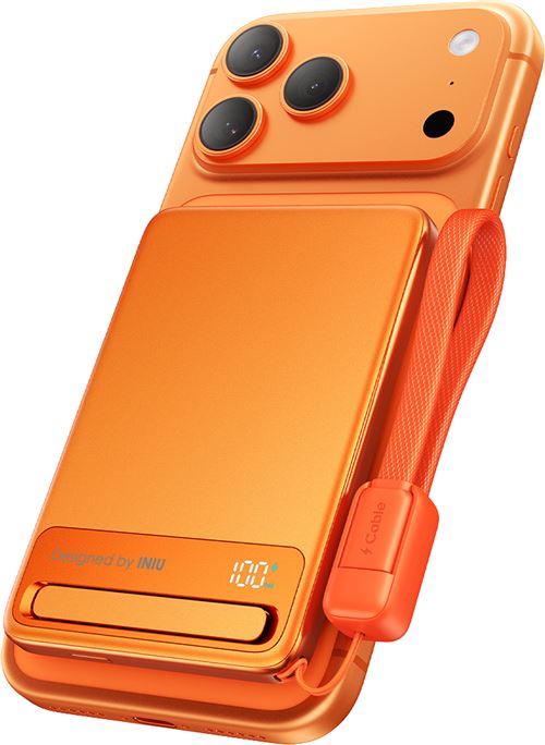 Batterie externe Iniu Powerbank 25 W MagPro Slim Magnet QI2.2 avec câble USB Type C 10000 mAh Orange État correct reconditionné disponible sur Fnac | Dero