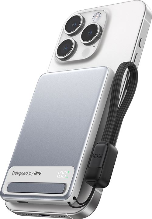 Batterie externe sans fil magnétique Iniu MagPro Slim avec 1 port USB-C et câble USB-C 5000 mAh Blanc État correct reconditionné disponible sur Fnac | Dero