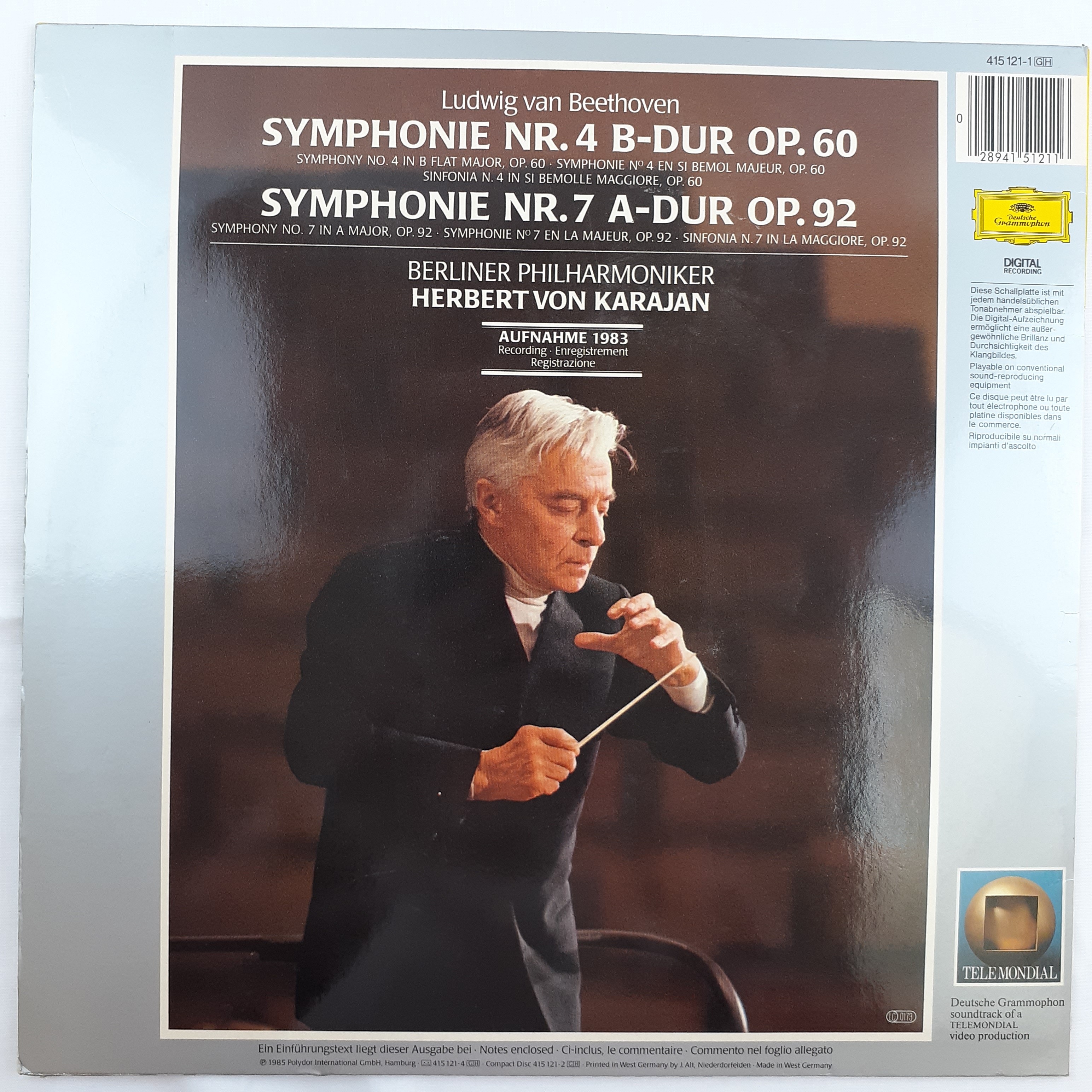 Voir photo 4 de Beethoven - Karajan - Berliner Philharmoniker – Symphonien 4 & 7 Beethoven - Karajan - Berliner Philharmoniker – Symphonien 4 & 7 Très bon état reconditionné photo 4