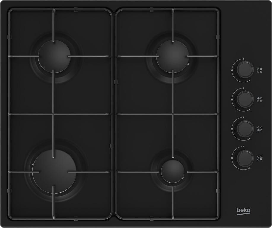 Beko HIGG 64123 SB plaque Noir Intégré 60 cm Gaz 4 zone(s) - Excellent état Parfait état Beko reconditionné disponible sur Pixmania