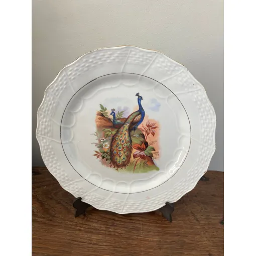 Belle Assiette À Dessert-Terre De Fer Hamage-Moulin Des Loups-Motif Paon Bon état reconditionné disponible sur Rakuten
