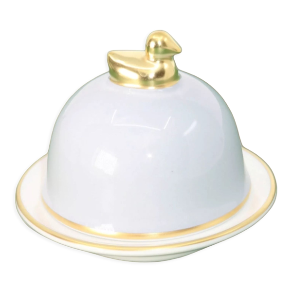 Beurrier gris argenté porcelaine Limoges Bon état reconditionné disponible sur Selency