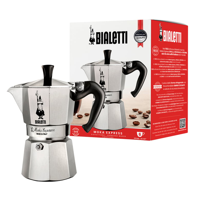 Bialetti Moka Express Cafetière à moka 0,3 L Aluminium, Noir - Excellent état Parfait état Bialetti reconditionné disponible sur Pixmania