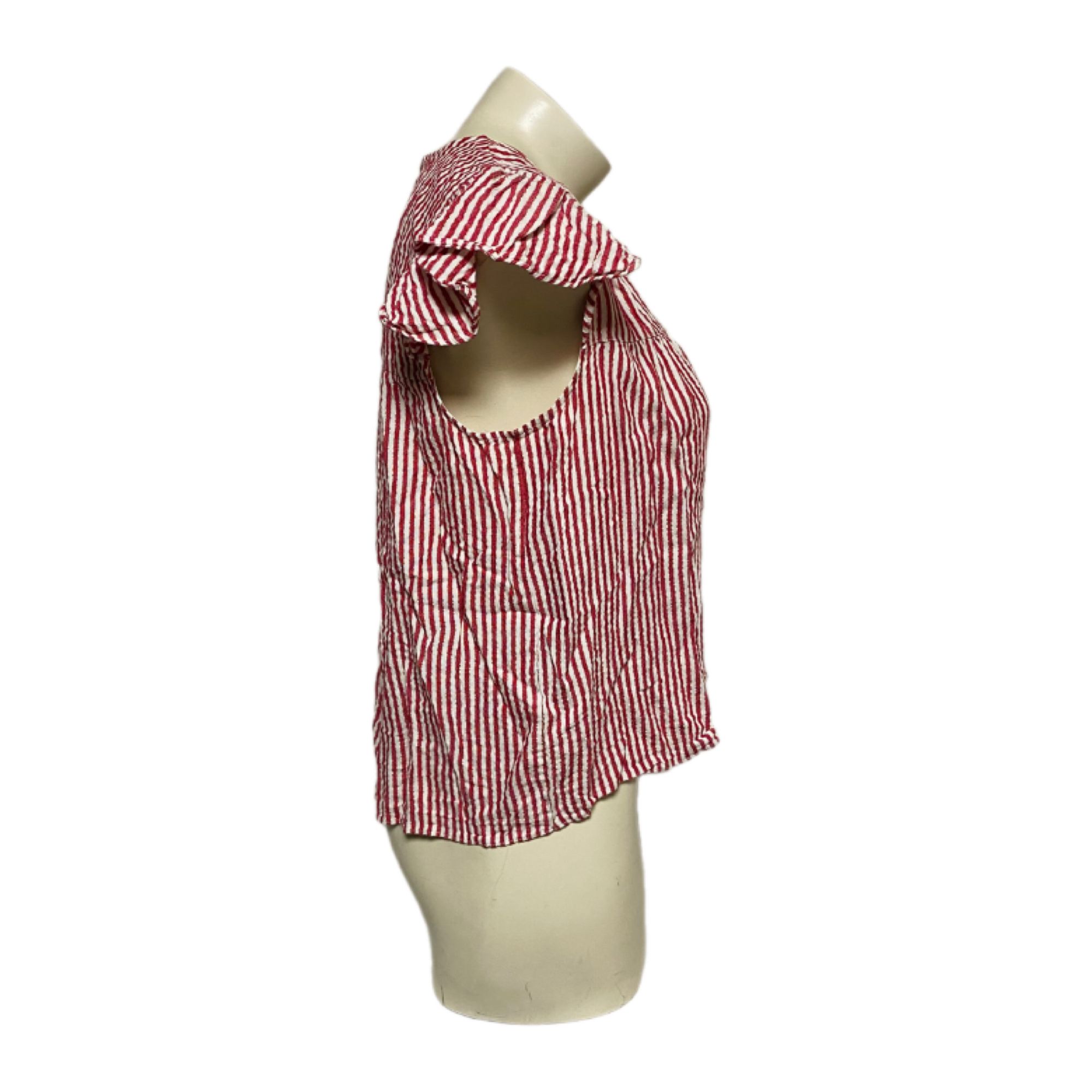 Voir photo 3 de Blouse rayée rouge et blanche à manches volantées - Naf Naf - 42 Blouse rayée rouge et blanche à manches volantées - Naf Naf - 42 Très bon état reconditionné photo 3